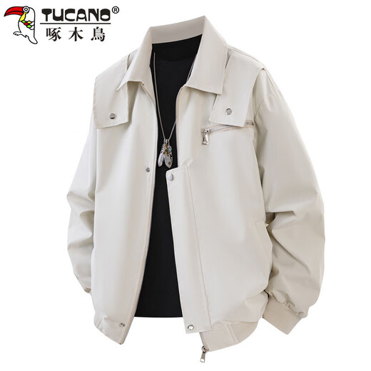 Woodpecker (TUCANO) Jacket Men's Jacket Men's Autumn and Winter Outdoor Lapel American Retro Loose Trendy Workwear Men's Black L