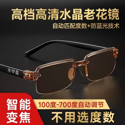 [Father's Day Gift] Reading Glasses High Definition Smart Reading Glasses Eye Protection and Anti-Fatisure Half Frame White Tablet (Recommended for 55-59 years old) 200 degrees