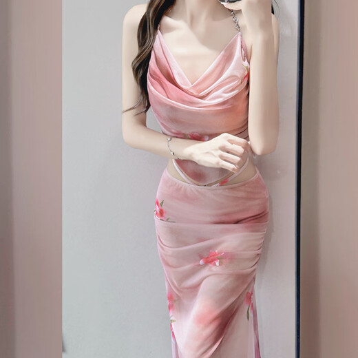 Bo Naling Swimsuit Women's Bikini Split Skirt Three-piece Set Belly Covering Slimming Sexy Cute Hot Spring Resort Style Swimsuit Pink One Size (Suitable for 80-120 Jin Jin is equal to 0.5 kg)