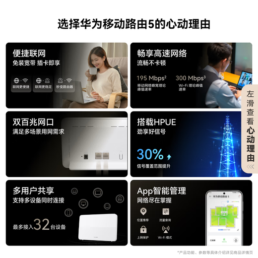 Huawei Mobile Router 5 Tianjitong Edition, tráfico gratuito de 5 GB, red inalámbrica completa, enrutador de tarjeta de puerto de red de 100 M, WiFi móvil portátil