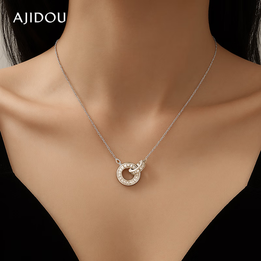 AJIDOU Ajidou necklace rose gold Roman ring retro high-end birthday gift for girlfriend rose gold necklace