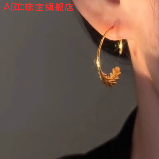 ABC old phoenix gold-plated silver this year's popular earrings wheat ear hoops fashionable western style earrings safe earrings gold pair