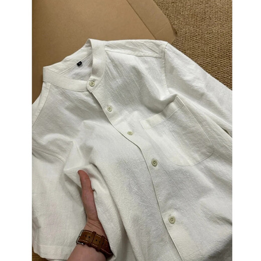 TULX new Chinese pattern short-sleeved shirt men's summer regular retro half-sleeved Henry shirt work jacket military green L