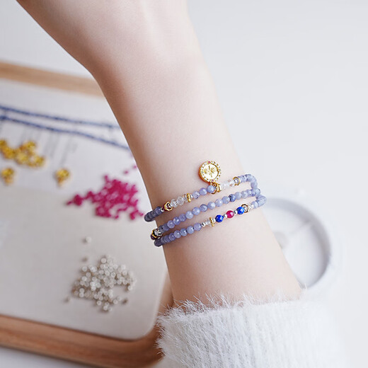 AMY S GARDEN new product Amy s Garden multi-layered bracelet for women blue new Chinese style niche original tanzanite hand jewelry multi-layered blue bracelet + brand gift box + certificate