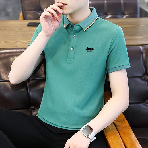 JEEP SPIRIT吉普短袖T恤男半袖上衣POLO男士新款夏季休闲商务中青年无货下架 6636大红 M -(90斤-115斤)