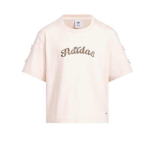
Adidas (adidas) children's clothing girls T-shirt 25 summer 101 spot dog joint branded style embellished bow children's pure cotton short sleeve KG6626 KG6626 Miracle quartz 130 (tag 128)