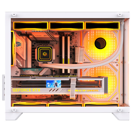 Peninsula iron box Baize 360U sea view room chassis MATX back plug without A-pillar 360 water-cooled desktop host desktop computer panoramic room white + Aurora ARGB fan 1 positive 5 reverse