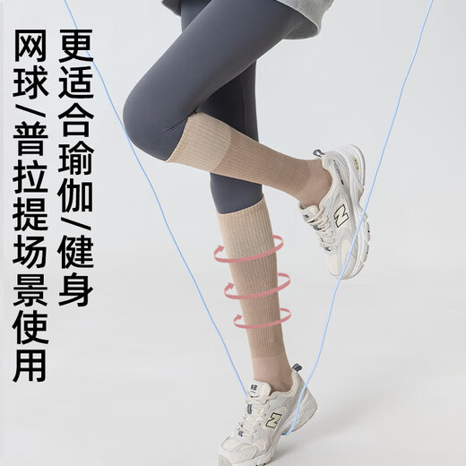 Long-tube yoga socks for women, boneless pressure cycling calf socks, aerobics, fitness, Pilates, professional non-slip sports socks, purple + gray + black, 3 pairs