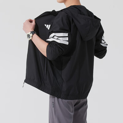 
Adidas Sports Set Men's 25 Summer New Comfortable Windproof Casual Hooded Jacket Jacket T-shirt Trousers Three-piece Casual Three-piece M