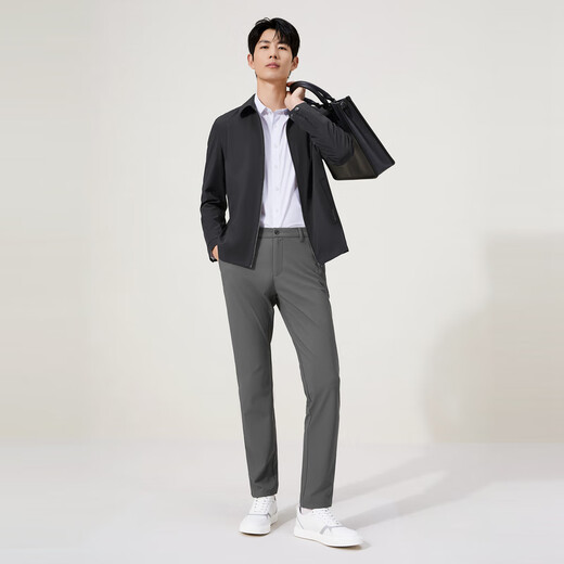 Qipai Classic Lapel Jacket Men's Autumn New Fashion Dark Jacquard Jacket for Middle-aged and Young Men Black L