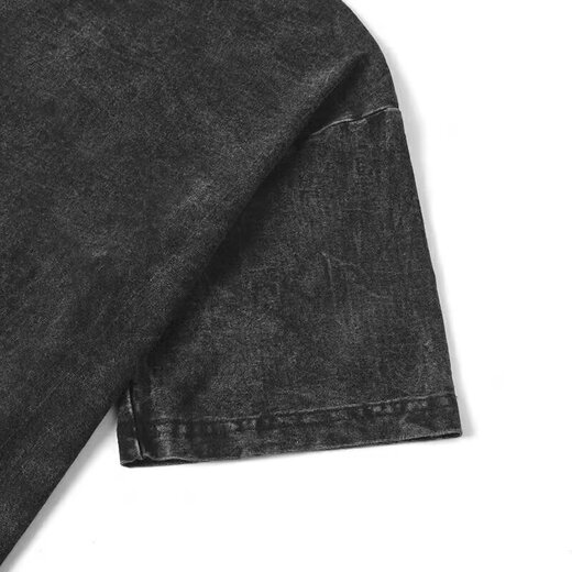 嵘虎 美式高街短袖T恤男生夏季卡通动漫水洗做旧港风潮牌潮流半袖体恤 T673黑色 XL