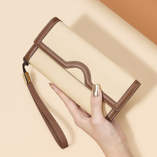 Williampolo Kaiser Paul Mode kleine Handtasche Frauen Langer Brieftasche Valentinstag Mobilteilwechsel Kartentasche Multifunktionaler Mobiltasche Weißer Kaffee mit Schalter Geschenkbox