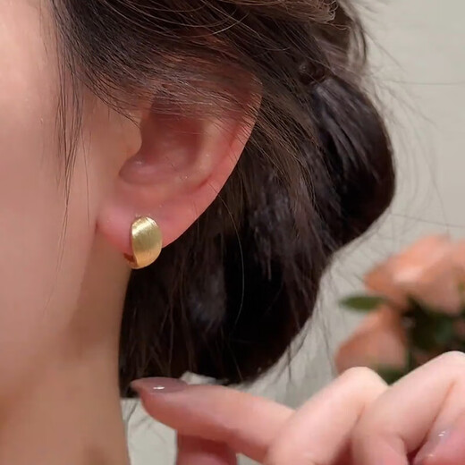 18k real gold plating brushed oval earrings simple fashionable temperament earrings light luxury high-end earrings wholesale earrings - gold (18k real gold plating)