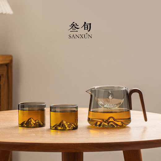 Thirty-year-old Yuanshan Zhuanzhuan Teapot Glass Small Green Mandarin Special Tea Water Separation Fair Cup Lazy Tea Making Artifact Set Yuanshan Zhuanzhuan Teapot_Transparent