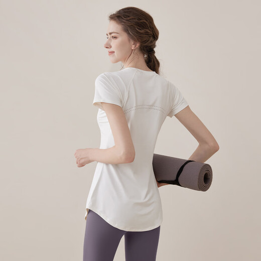 Youyou yoga clothing summer women's high-end slimming gym sports short-sleeved Pilates J34007DY white M