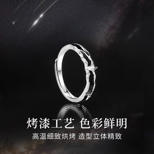 TULM 999 sterling silver lone star ring for boys niche single tail ring self-discipline ring high-end birthday gift for boyfriend R0666 night lone star ring