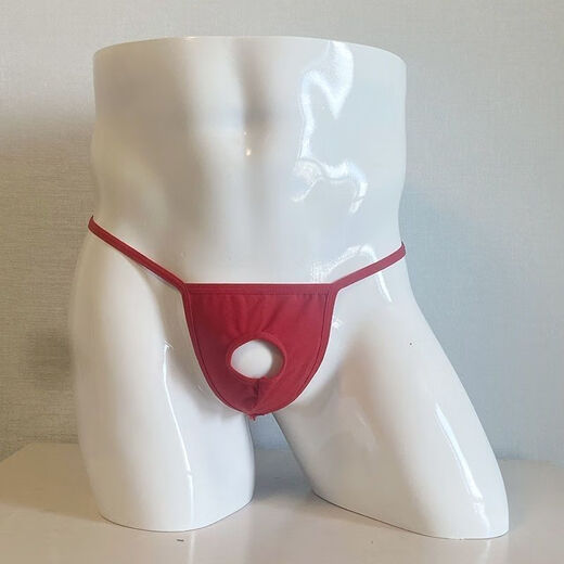 Banfishi men's sexy underwear, men's sexy thong with JJ penis exposed in the middle, no-take-off T-pants, gay men's underwear, black, one size fits all, 120-150Jin Jin is equal to about 0.5 kg