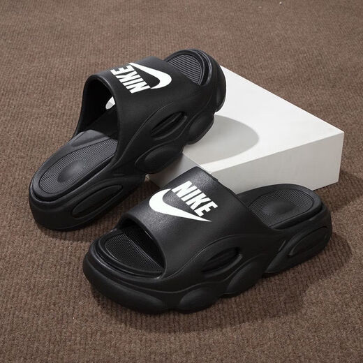 NBA KIDSNAKE-Super thick slippers for men, non-slip and anti-odor slippers for men, fashionable thick-soled summer super soft soles for outer wear, Nike-black with white hooks, Nike-44-45