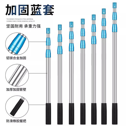 Stainless steel copy net complete set thickened telescopic rod net pocket fish net set anti-hanging fishing net fish folding net fishing gear Reinforced yellow rod + 40 hollow circle + 4mm nano net three-section telescopic 1.8 meters