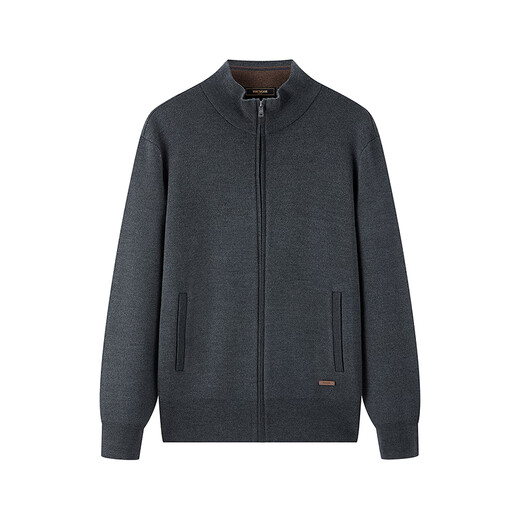 YOUNGOR sweater men's wool blended stand-up collar sweater jacket cardigan suede plump warm and comfortable 2025 new product dark gray VWHW619962CLA XL 110cm (recommended 165-180Jin Jin equals 0.5 kg)