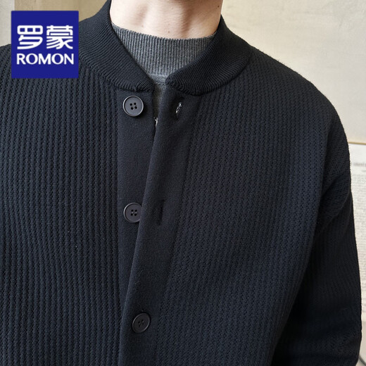 Lomon Wool Knitted Cardigan Jacket Men's Autumn and Winter 2025 New Trendy Brand Casual Loose Baseball Collar Outer Sweater Black 2XL