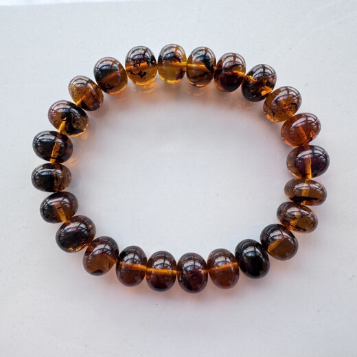 Only double belt identification certificate Fushun amber gold amber botanical amber 10 mm women's bracelet bracelet