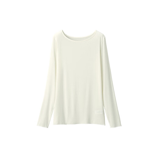 MUJI Women's Lightweight Round Neck Long Sleeve T-shirt Women's 25th Autumn Women's Basement FCD37A5A Off-White S (155/80A)