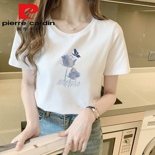 
Pierre cardin summer 2025 new pure cotton white T-shirt for women short-sleeved loose temperament students versatile shoulder body. Shirt top 9793 white short/sleeved light luxury products this year M (recommended 80-105Jin [Jin equals 0.5 kg])
