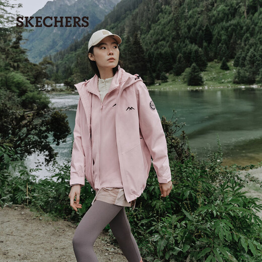 Skechers Rubik's Cube series men's and women's three-in-one polar fleece jacket jacket L424W168 gray pink/01NX/women's M