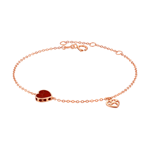 Xie Ruilin (TSL) Little Heart Series 18K Gold Bracelet Inlaid with Heart Red Agate Bracelet for Women’s Birthday 63912