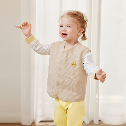 Mini Bara pure cotton children's thermal vest for boys and girls, inside and outside vest, autumn 2025, camel 50101 80