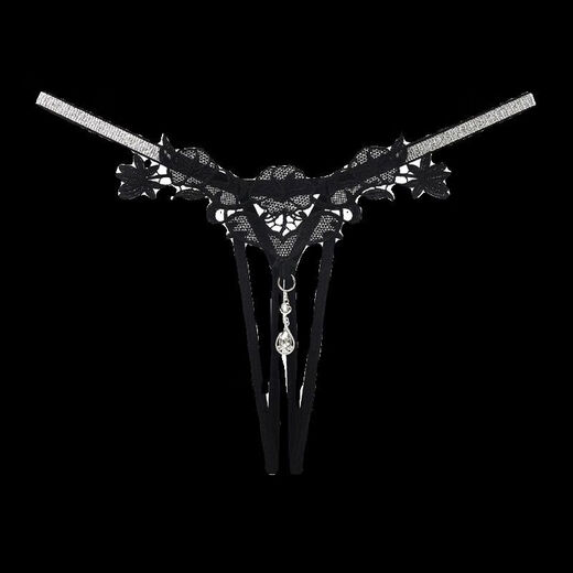 Shiny rhinestone sexy underwear for women, hot hollow embroidery, open-flap sexy thong, big red, one size, 80120Jin Jin equals 0.5 kg