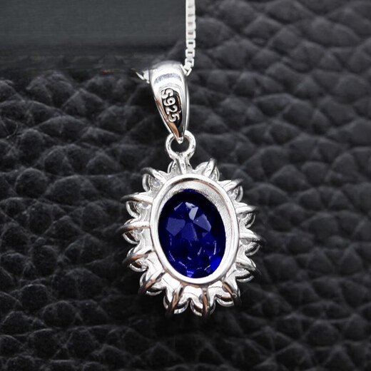 Sapphire pendant 925 silver plated 18K gold inlaid with blue tanzanite color gem clavicle necklace Princess Diana blue pendant (without chain)