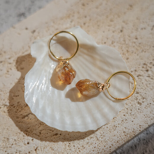 CAOX high-quality yellow water sterling silver gold-plated earrings earrings pendants niche simple versatile high-end sterling silver gold-plated earrings a pair