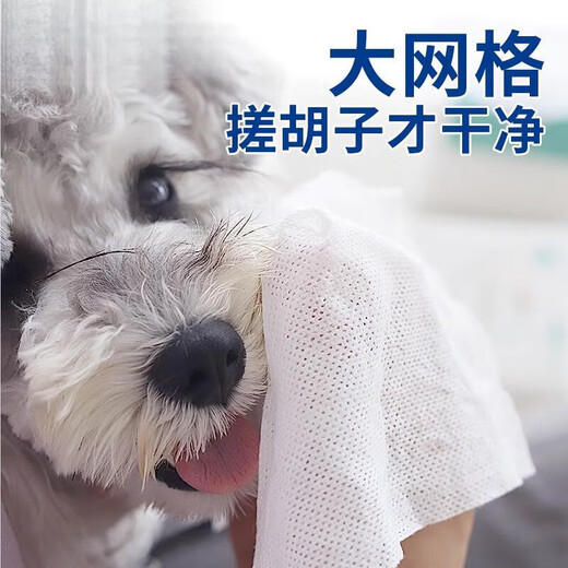 Pet Grid Tissue Dog Face Towel Bichon Frize Mouth Wipe Cleaning Cotton Non-Woven Schnauzer Teddy 100 pieces Pet Mouth Wipe Box + Mouth Wipe