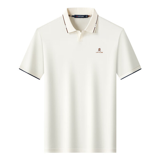 MONTAGUT Fashionable seagull collar & 15% icy silk Summer men's versatile short-sleeved men's polo shirt, light golden XL