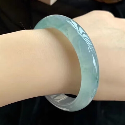 Jade bracelet, jade bracelet, Burmese Laokeng ice waxy bracelet, women's model, oily blue floating flower jade bracelet, authentic peace bracelet, ring mouth 55-56mm