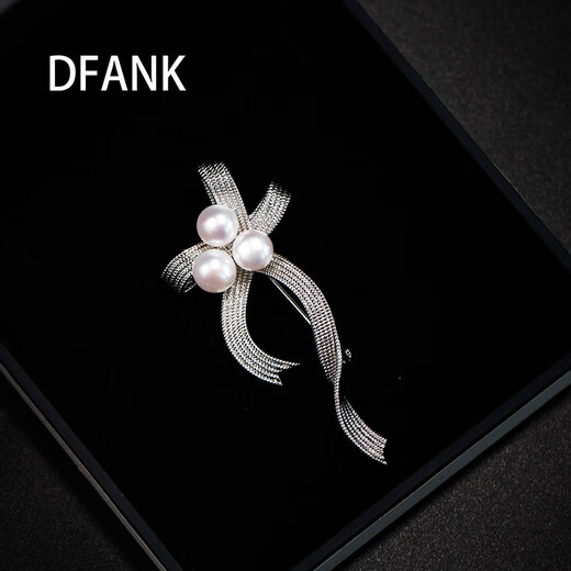 DFANK bow pearl brooch for women light luxury versatile personality niche design internet celebrity atmosphere anti-exposure buckle ins silver bow pearl brooch freshwater pearl