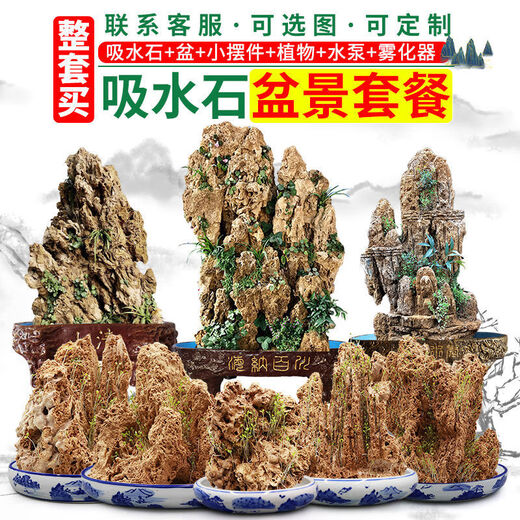 Water-absorbing stone 10-160CM natural water-absorbing stone raw stone water stone stone mountain bonsai rockery fish tank landscaping ornaments micro only stone 40-44 water-absorbing stone package