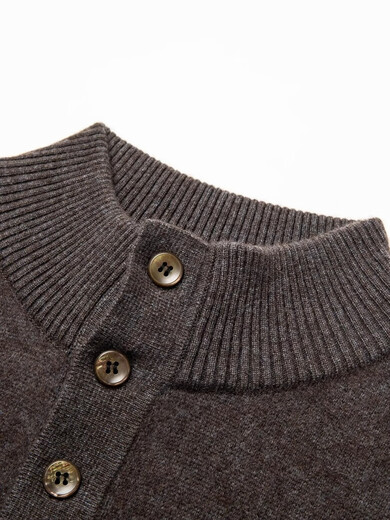 NOSSKISS国际高档品牌立领纯羊毛衫男秋冬季半高领有扣开领中青年针织衫 深墨蓝色 均码 175/L[适合135-150斤]