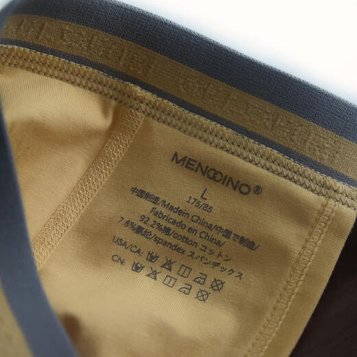 MENCCINO Budoji men's double-strap thong bare buttocks underwear breathable sweat-absorbent U-convex sexy low-waisted men Mango yellow L 175/85