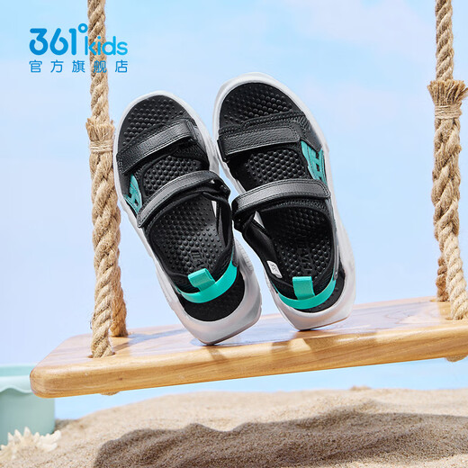 361 Shopping mall same style children's shoes, boys' beach sandals, new summer sandals for older children, carbon black/time green 33