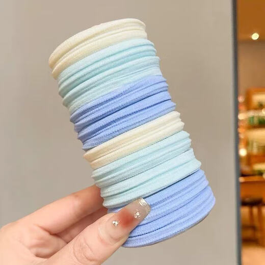 Hesiyu Stripes丨Sea Salt Series Highly Elastic Summer Ball Hair Rope Cute Headband Rubber Band Durable Thickened Rubber Band Sea Salt Series 10 Strips
