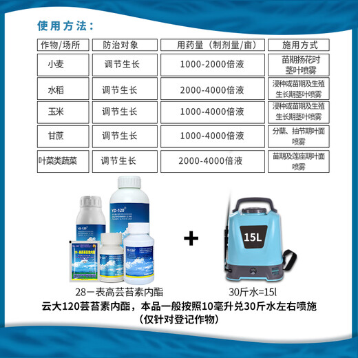 Yunda 120 Yunda YD120 28 table high brassinolide rice wheat vegetable sugarcane corn growth regulator 1000ml