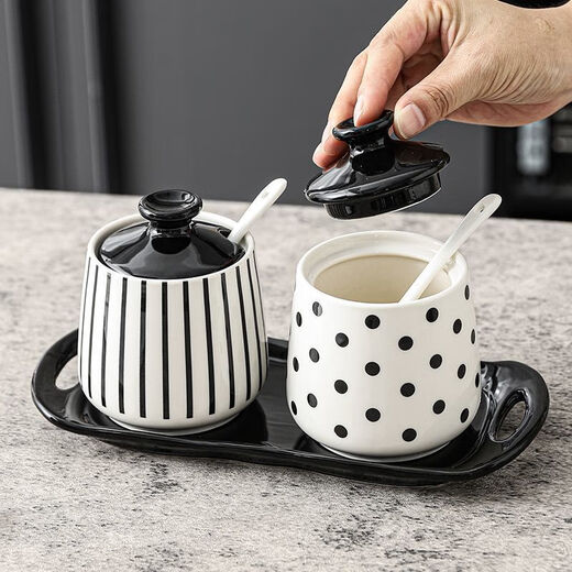 Kashiwa Chao Hepburn style ceramic oil pot commercial oil bottle soy sauce vinegar pot home kitchen seasoning jar restaurant seasoning pot set Hepburn style oil and vinegar pot - dots