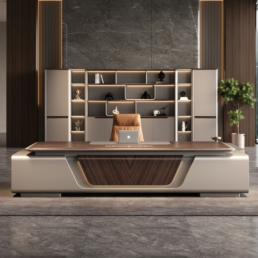 Jiazhi President Desk Boss Desk Light Luxury High-end Office Furniture Chairman Executive Desk Desk and Chair Combination 2.8m Boss Desk + 3.1m File Cabinet