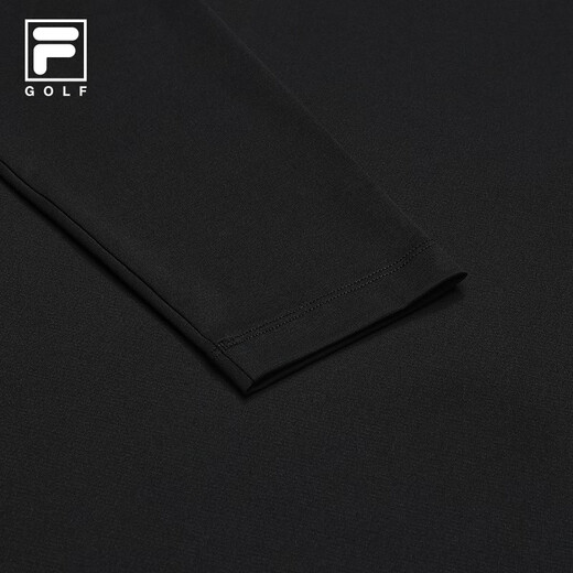 Fila Fila official men's knitted long-sleeved POLO shirt 2025 autumn new golf sports sun protection top dark black-BK L 175/96A/L