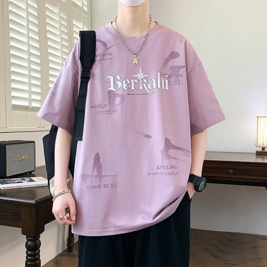 冉艺岚同款夏季短袖恤男孩岁初中学生宽松纯棉上衣青少年大童夏装 695米白单件短袖 品质保证 M 70-90斤左右