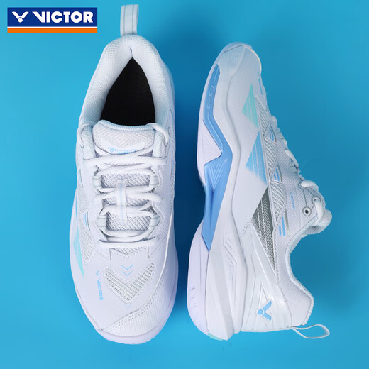VICTOR Victory 25 new professional badminton shoes for men and women competition training sports shoes non-slip cushioning C90NitroLite C90HP-AM white fresh blue 42