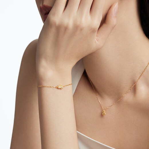 Chow Tai Fook broken gold gourd solid gold pendant necklace for women (labor cost 420) 40cm about 3.35g EOF1591